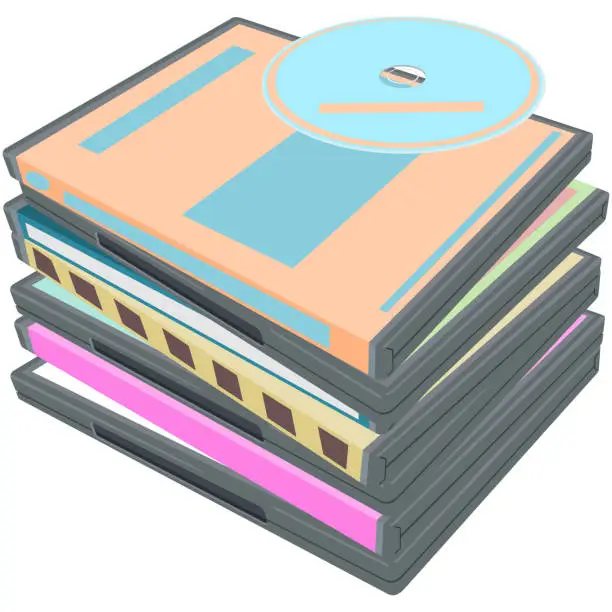 Vector illustration of Stack big box for game cinema cd dvd