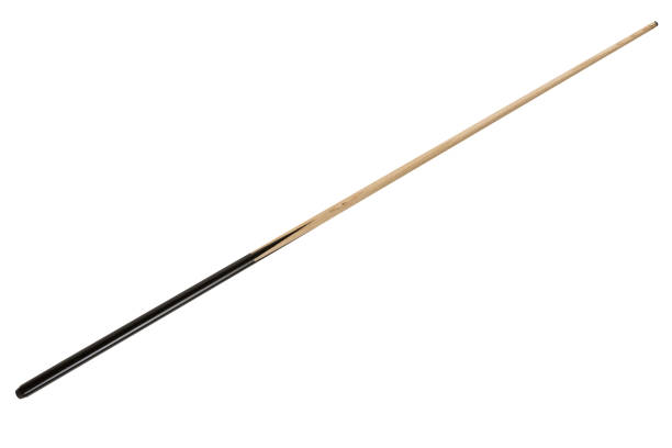 istock Wooden billiard cue with black handle, white background 1283352767