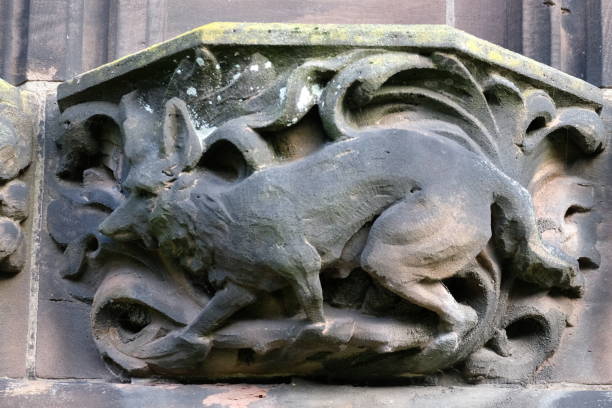 Stone Carving At Chester Cathedral, Cheshire, UK stock photo