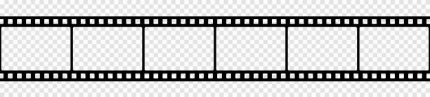 istock Cinema video tape, a black film strip frame isolated on transparent background - stock vector 1283353073