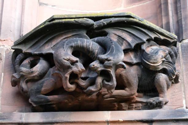 Stone Carving At Chester Cathedral, Cheshire, UK stock photo