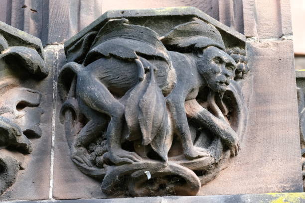 Stone Carving At Chester Cathedral, Cheshire, UK stock photo