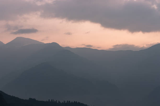 istock orange sky at dawn above the mountain range 1283355156