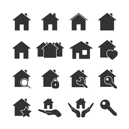 Vector image of set of house icons.