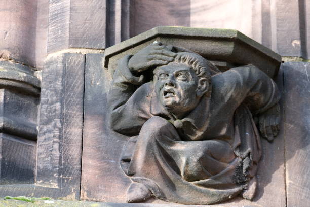 Stone Carving At Chester Cathedral, Cheshire, UK stock photo