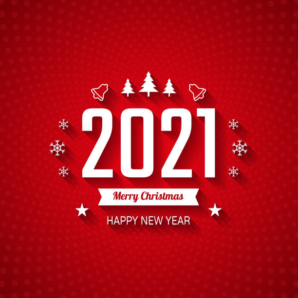 istock Merry Christmas and happy new year 2021 in red colour background 1283364513