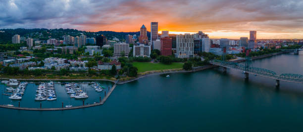 istock Sunset in Downtown Portland Oregon 1283365554