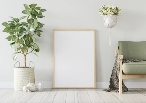 Interior poster mockup stock photo