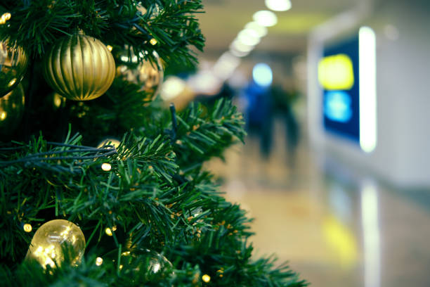 istock Christmas tree decorations in the store lobby for the new year 1283370545