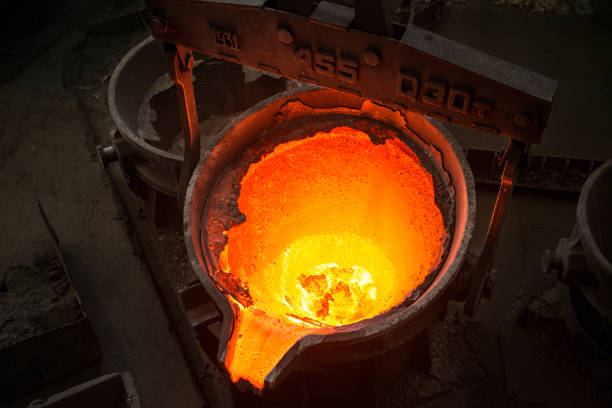 istock Tank with liquid metal at the steel mill 1283371014