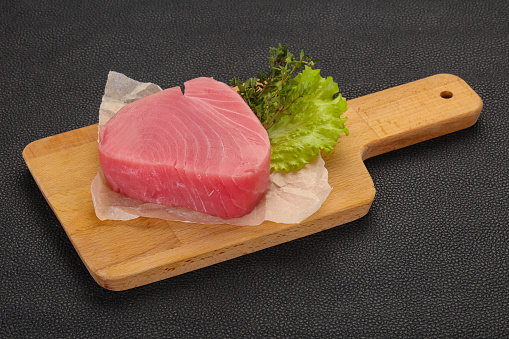 Raw tuna steak ready for cooking