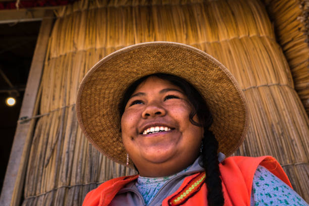 Peruvian woman on Uros floating island