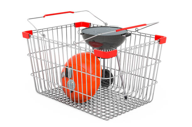 istock BBQ barbecue grill inside shopping basket, 3D rendering isolated on white background 1283374285