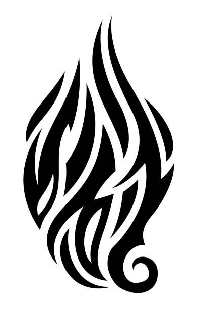 様式化された火と黒い部族の入れ墨の芸術 - tribal art flame indigenous culture fire点のイラスト素材／クリップアート素材／マンガ素材／アイコン素材