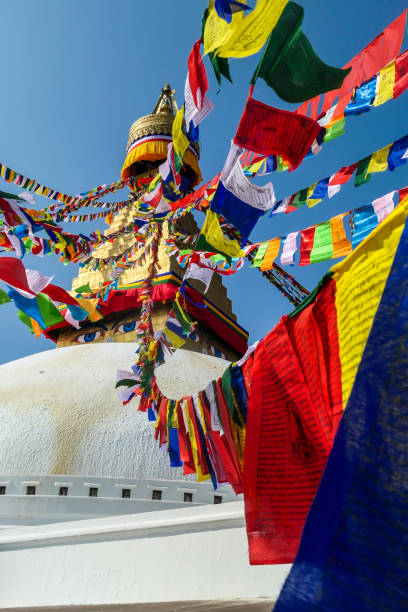 istock Kathmandu - Colorful Prayer flags hanging from Boudhanath Temple 1283375915