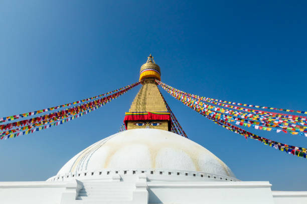 istock Kathmandu - Colorful Prayer flags hanging from Boudhanath Temple 1283376632