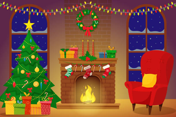 illustrazioni stock, clip art, cartoni animati e icone di tendenza di ragnatela - christmas home