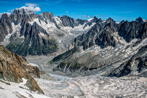 Huge glacier moraine (lateral moraine) captured in the swiss alps (canton of glarus) at an altitude of 2300m.