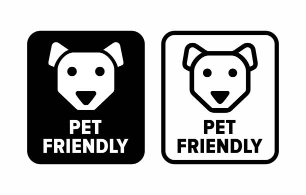 ilustrações de stock, clip art, desenhos animados e ícones de "pet friendly" place and activity information sign - friendly match