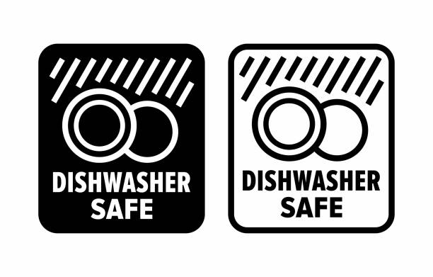 "Dishwasher safe" to high temperature and detergents information sign Available in high-resolution and good quality to fit the needs of your project. dishwasher stock illustrations