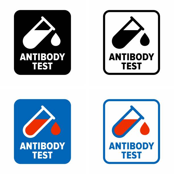 "Antibody test" immune status and infectious diseases determination information sign Available in high-resolution and good quality to fit the needs of your project. antibody test stock illustrations