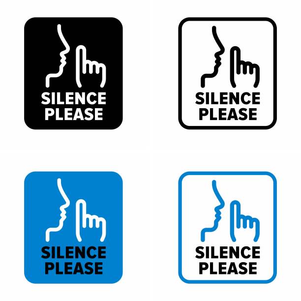 ilustrações de stock, clip art, desenhos animados e ícones de keep "silence please" restrictive information sign - keep quiet