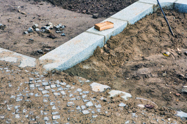 istock Close-up of a road construction site with cobblestones 1283392876