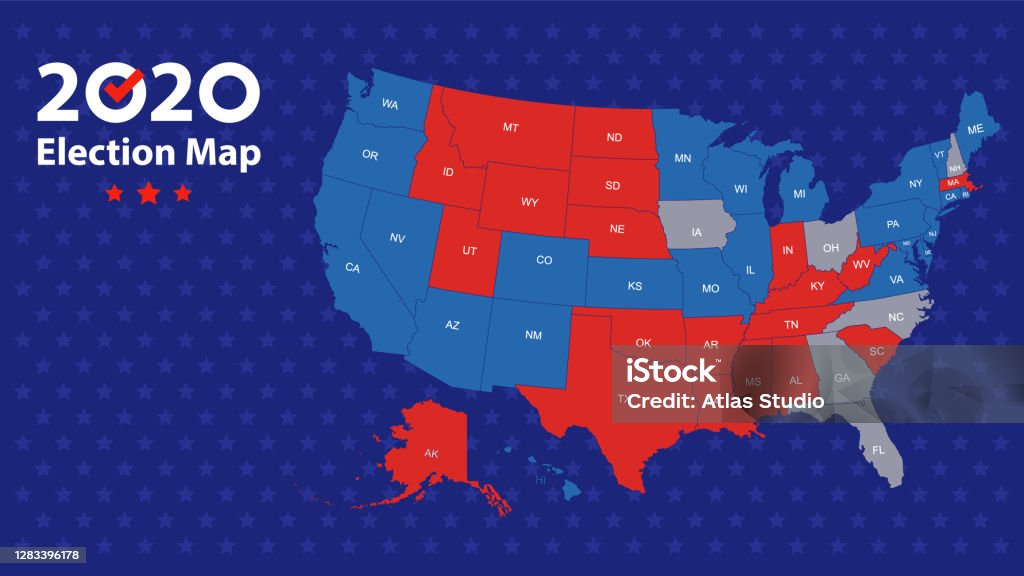 Voting Today Map Voting On The Us Map Electoral Map Of Each State Where You Can Mark The ...