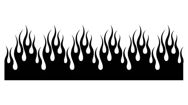 Vector illustration of Flame vector pattern.Black fire tribal pattern tattoo. Silhouette of fire. Design for car, motorbike, sleeve biker. Seamless decorative border.