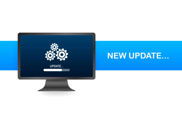System software update, data update or synchronize with progress bar on the screen. Vector Illustration System software update, data update or synchronize with progress bar on the screen. Vector Illustration. synchronize stock illustrations