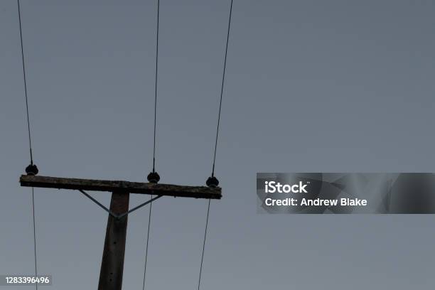 Power Pole Stock Photo - Download Image Now - Black And White, Cable, Communication