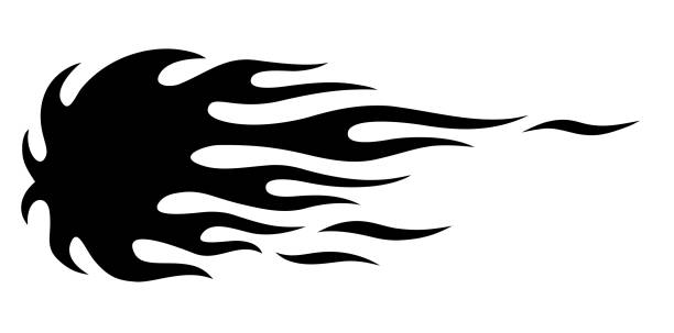 部族火災炎ホットロッドマッスルカーとオートバイベクトルアートシルエットグラフィック - tribal art flame indigenous culture fire点のイラスト素材／クリップアート素材／マンガ素材／アイコン素材