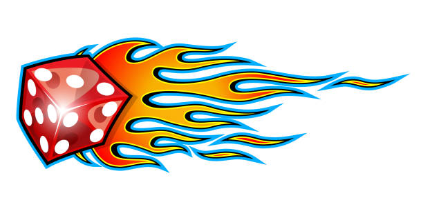白い背景に分離されたサイコロベクトルアートグラフィックと部族の火炎 - tribal art flame indigenous culture fire点のイラスト素材／クリップアート素材／マンガ素材／アイコン素材