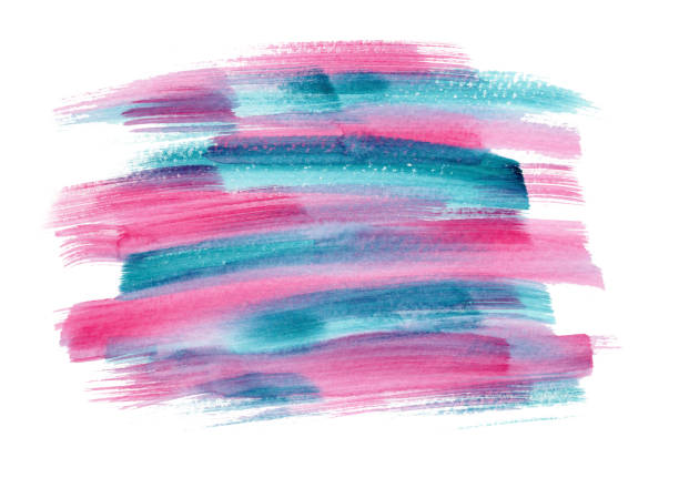 istock Bright pink and blue watercolor brush strokes 1283397927