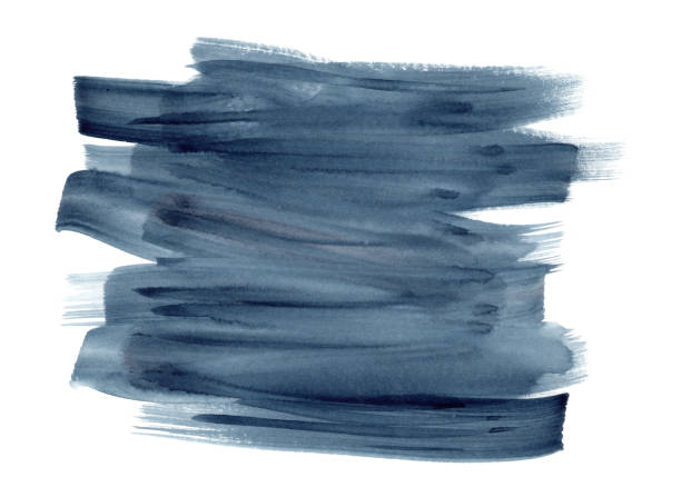 deep indigo blue watercolor brush strokes - brush stroke blue abstract frame imagens e fotografias de stock