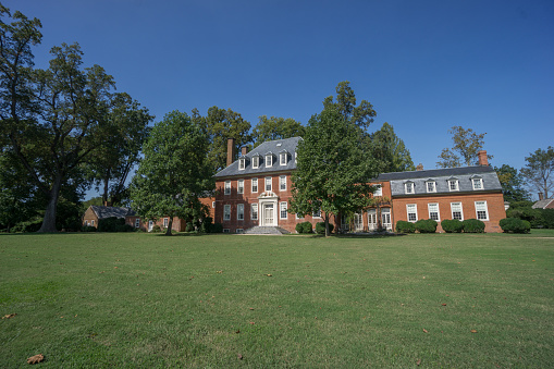 Charles City County, Virginia, October 1, 2020:  Historic Westover Plantation on the bank of the James River