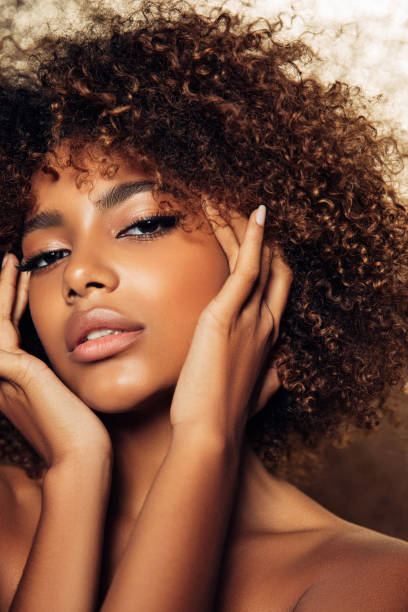 istock Beautiful girl with curly hairstyle 1283403218