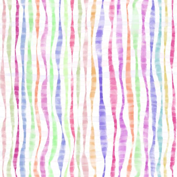 istock Watercolor seamless pattern of multicolored vertical lines on white background. Hand drawn texture of thick and thin stripes bright pastel colors. Simple transparent colorful for textile print 1283403334