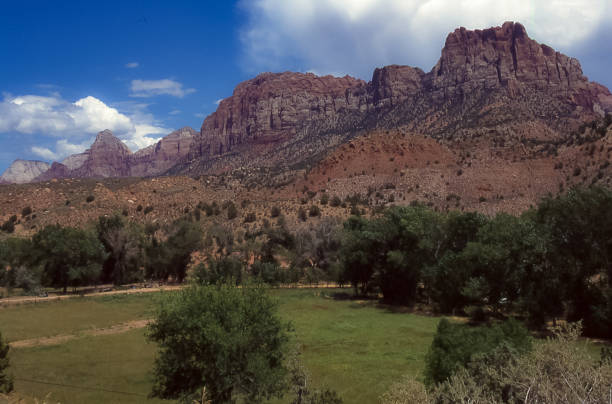 istock Red rock mountains in Zion N.P. in Utah. 1283407063