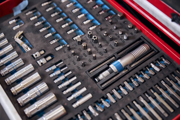 istock Professional auto repair kit with sockets and screwdriver bits 1283409981