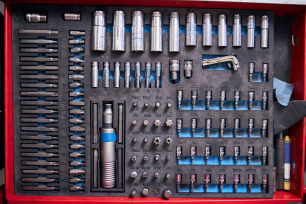 istock Portable case with professional car repairing tools 1283410002