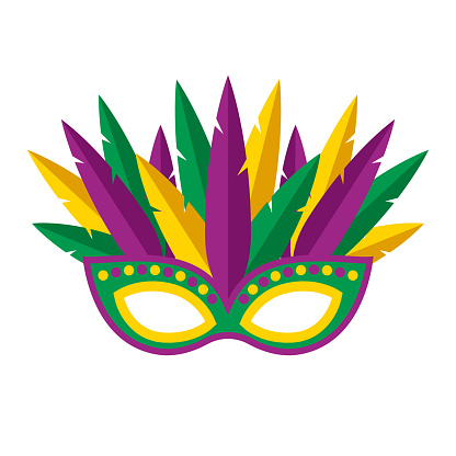 A flat design Mardi Gras icon on a transparent background (can be placed onto any colored background). File is built in the CMYK color space for optimal printing. Color swatches are global so it’s easy to change colors across the document. No transparencies, blends or gradients used.