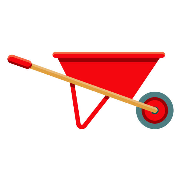 Wheelbarrow Icon on Transparent Background A flat design gardening icon on a transparent background (can be placed onto any colored background). File is built in the CMYK color space for optimal printing. Color swatches are global so it’s easy to change colors across the document. No transparencies, blends or gradients used. wheelbarrow stock illustrations