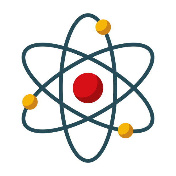 ilustrações de stock, clip art, desenhos animados e ícones de atom icon on transparent background - atomos