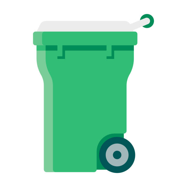 Compost Bin Icon on Transparent Background A flat design gardening icon on a transparent background (can be placed onto any colored background). File is built in the CMYK color space for optimal printing. Color swatches are global so it’s easy to change colors across the document. No transparencies, blends or gradients used. garbage can stock illustrations