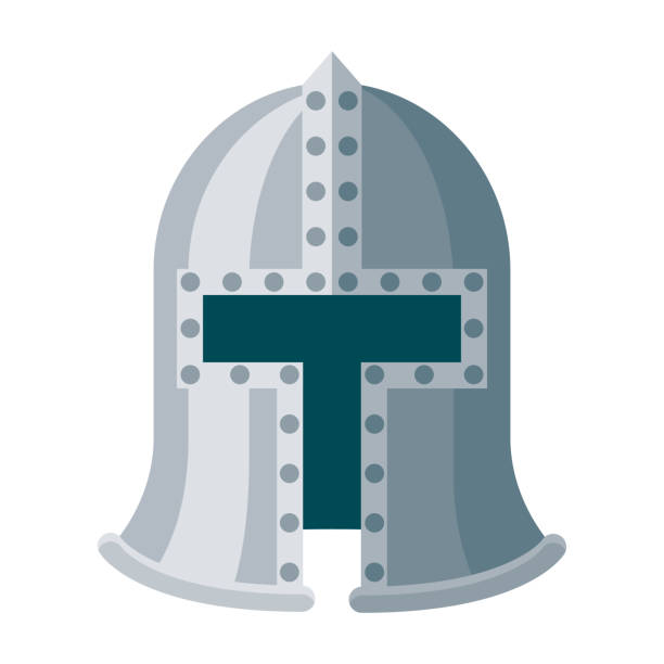 Knight's Helmet Icon on Transparent Background A flat design United Kingdom icon on a transparent background (can be placed onto any colored background). File is built in the CMYK color space for optimal printing. Color swatches are global so it’s easy to change colors across the document. No transparencies, blends or gradients used.e knights templar symbols stock illustrations