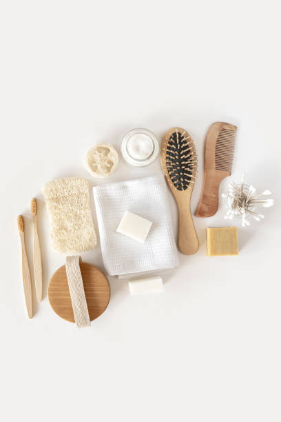 istock Zero waste concept. Set of eco friendly bathroom accessories 1283412516