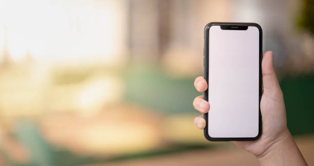 istock Female hand holding smartphone for find something on internet or shopping online while sitting one person for one table in the Co-working space 1283413343