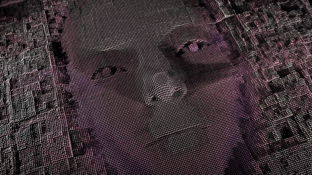 istock 3d rendering of human on geometric element technology Virtual abstract technology Social Network social media marketing internet concept background 1283414673