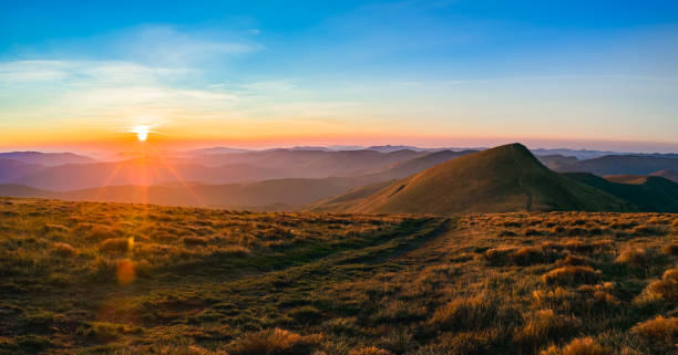 istock Panorama of the Carpathian mountains during sunset 1283414714